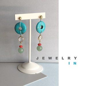 Handcrafted design turquoise stone drop earring